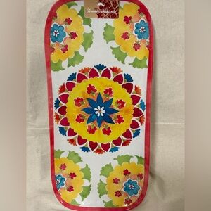 Tommy Bahama Floral Serving Tray- Red, Yellow, Blue. New